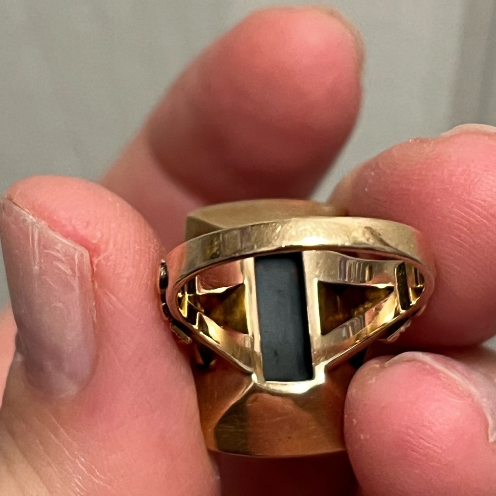 Antique 10K Gold Bloodstone Tablet Signet Ring- 5.5 size & 4.84 Grams - Picture 9 of 12